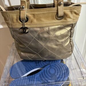 Chanel Metallic Gold and Tan Tote